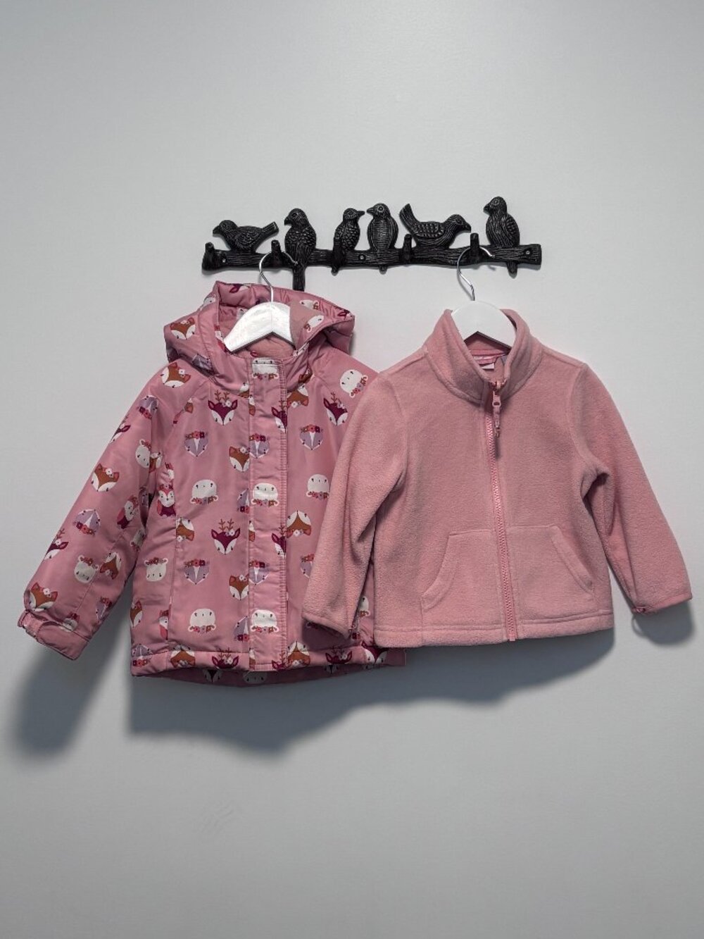 3T - 3 in 1 Convertible Winter Jacket - Pink Forest Animal Print